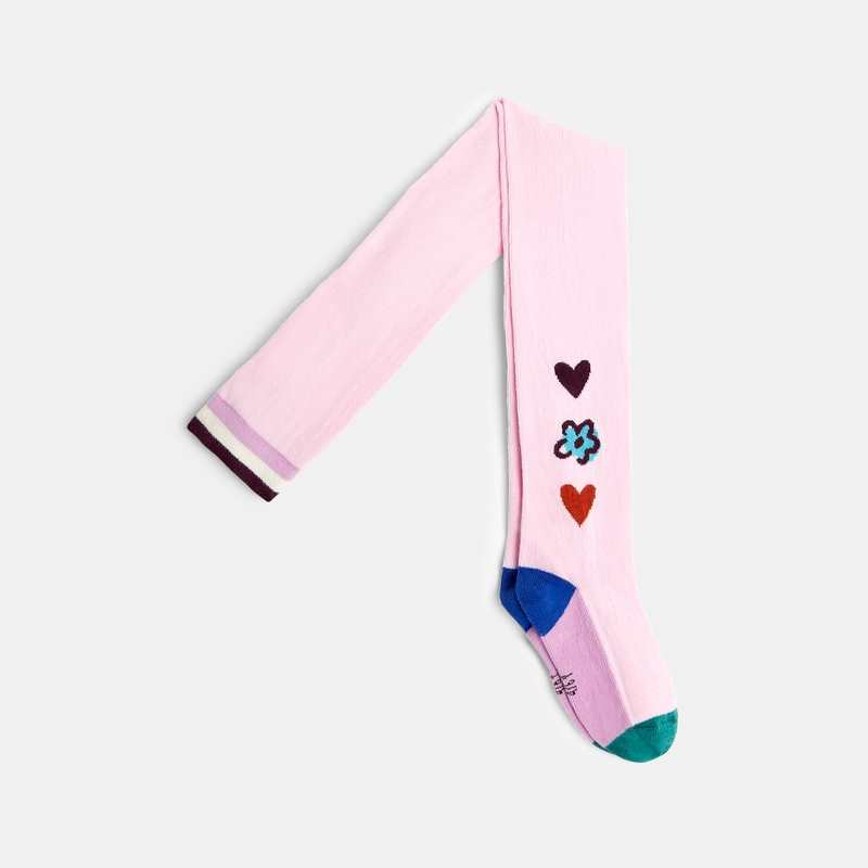 Collants fille chauds imprimé cœurs violets Catimini
