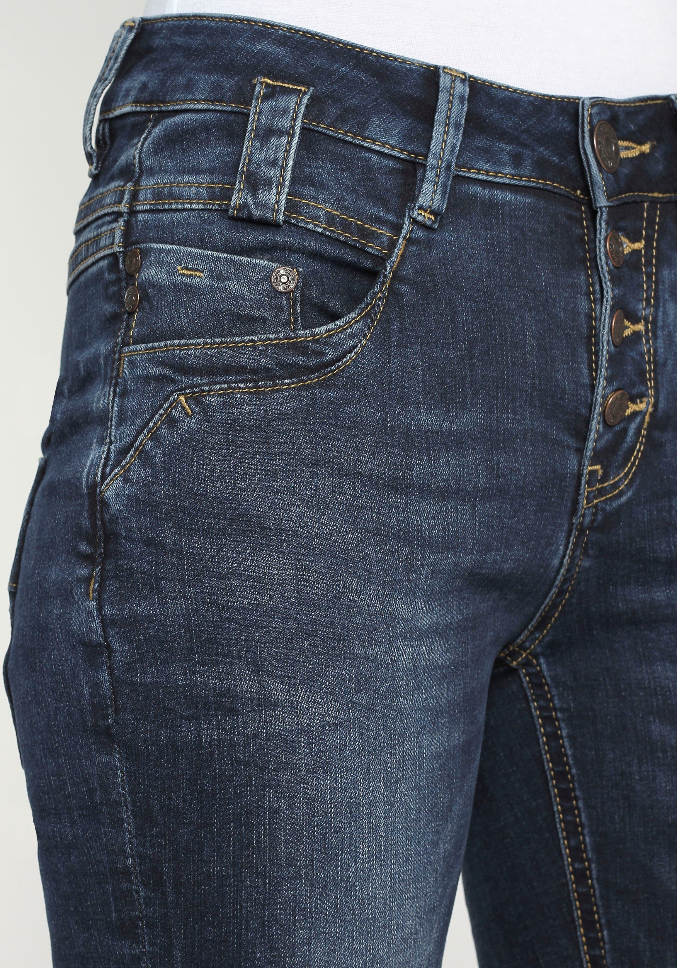 GANG Slim-fit-Jeans 94CARLI mit offener Knopfleiste