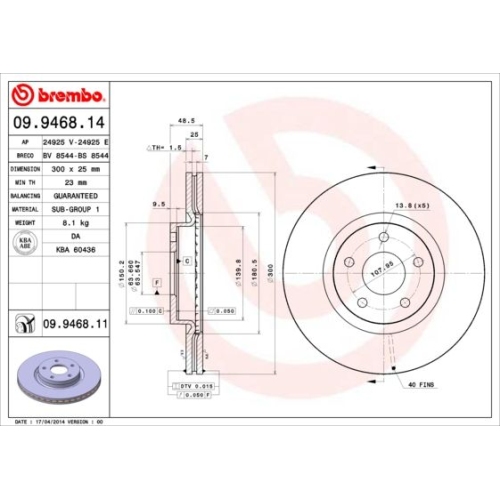 09.9468.11 BREMSSCHEIBE BREMBO VA  VP2 - ATU