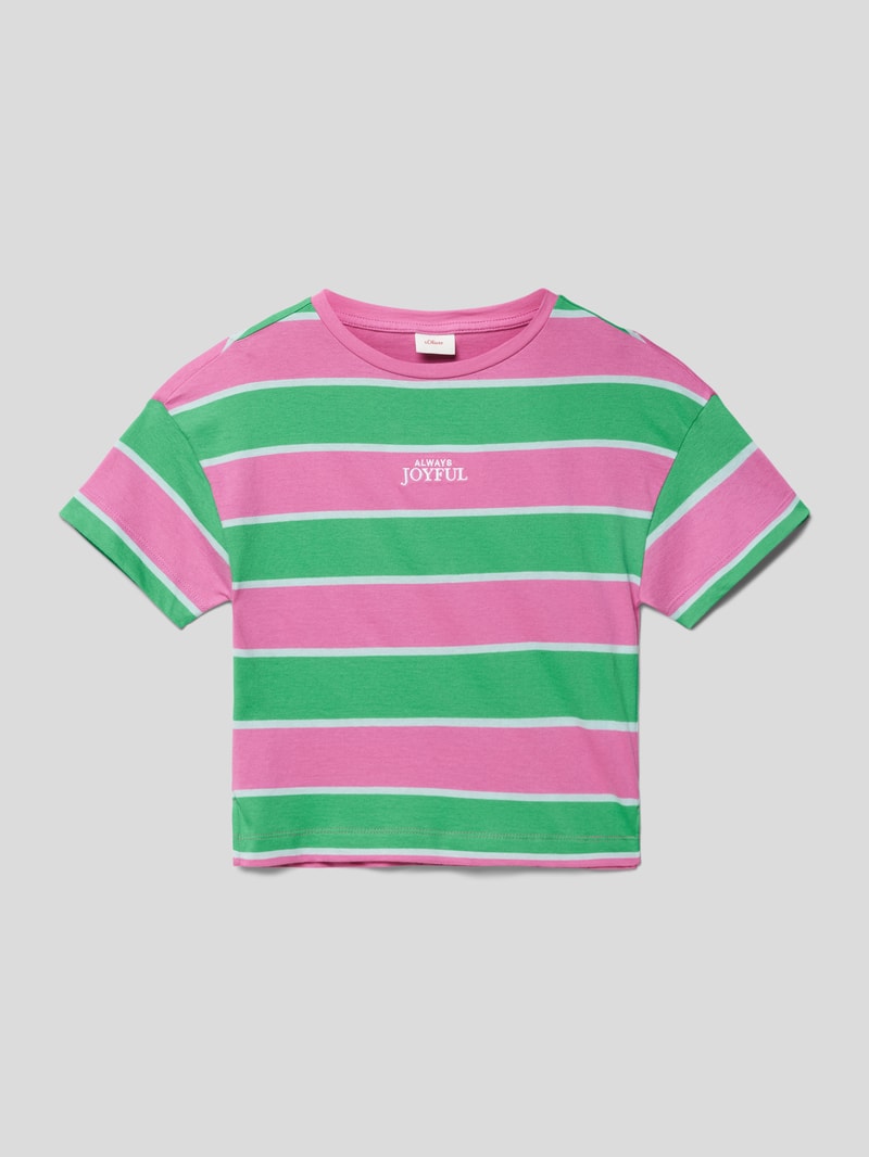T-Shirt aus Baumwolle mit Seitenschlitzen in pink