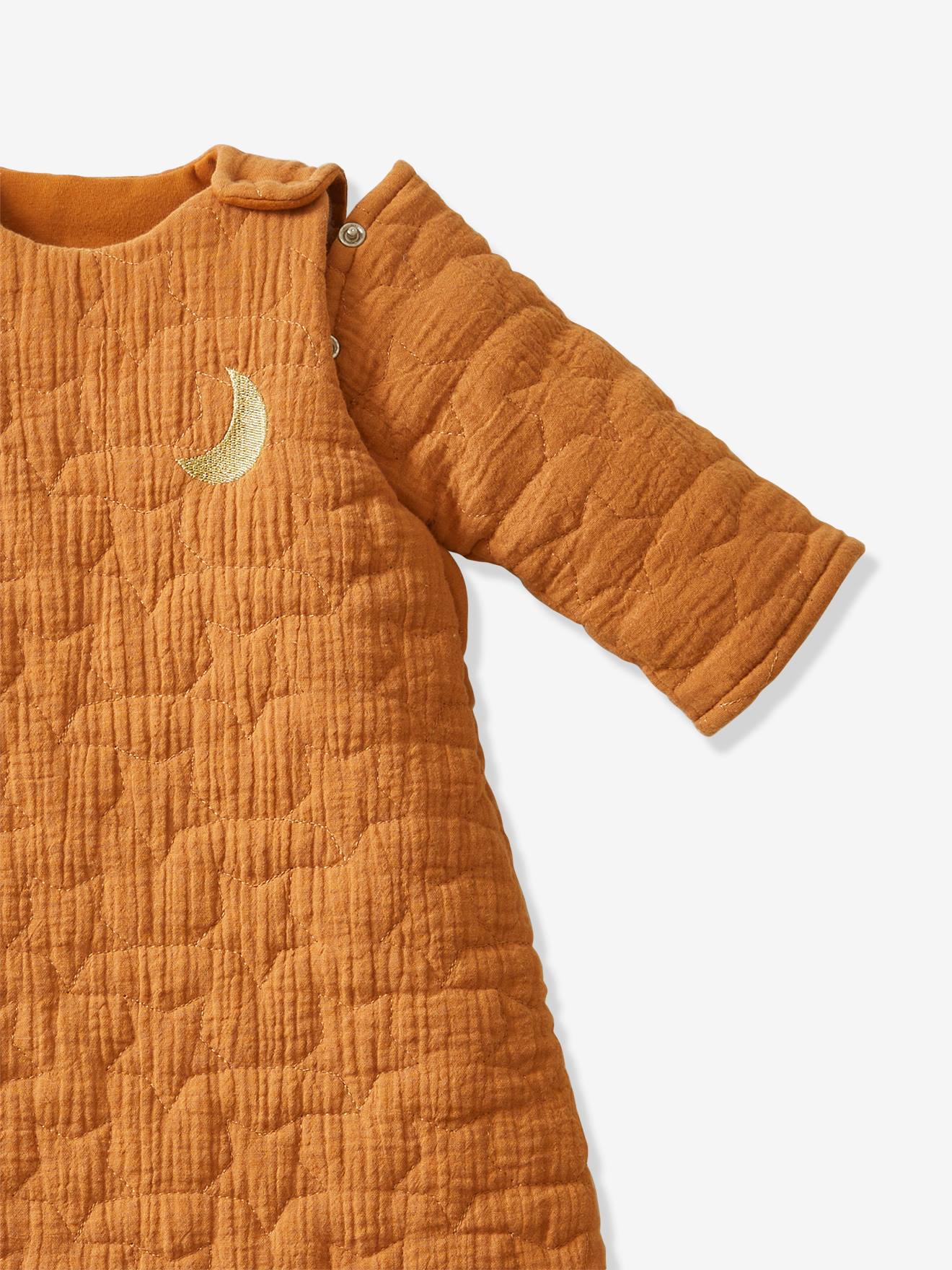 Vertbaudet Bio-Kollektion: Baby Winterschlafsack aus Musselin TRAUMNÄCHTE, Ärmel abnehmbar - wollweiß