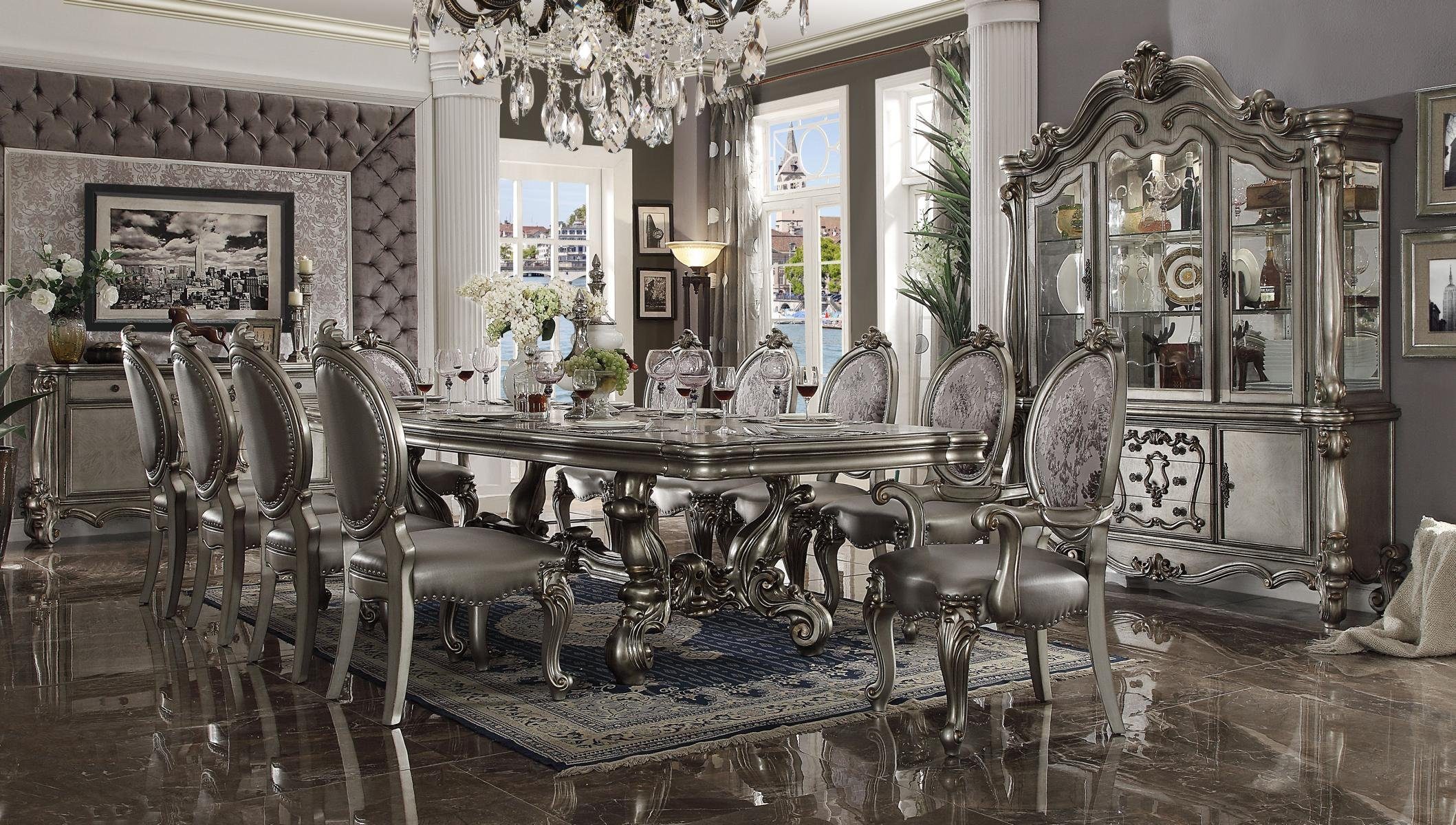 JVmoebel Esszimmer-Set, Esszimmer Set Barock Rokoko Tisch 10x Stühle Anrichte Kommode 13tlg.