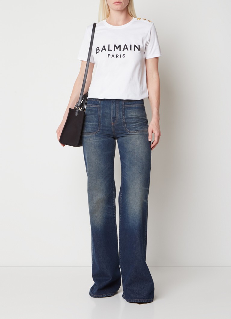 Balmain  T-shirt met logoprint en sierknopen