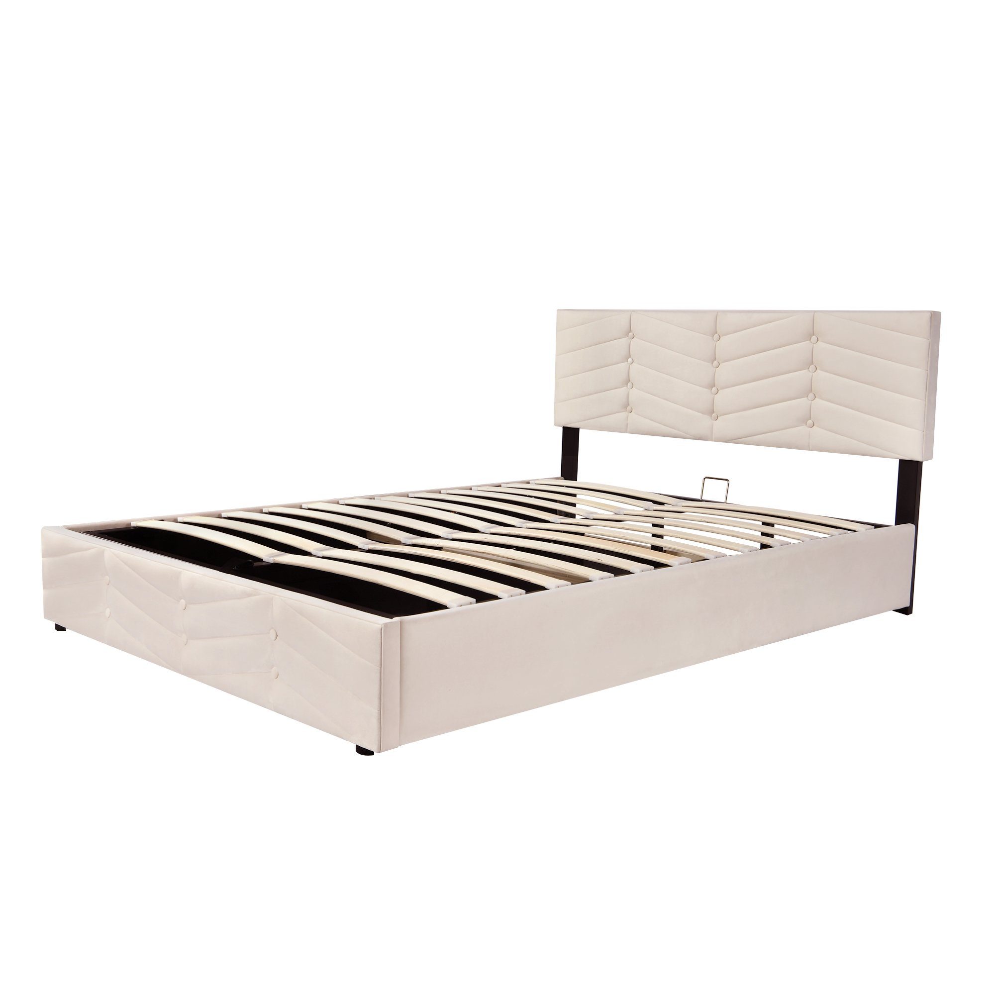 OKWISH Polsterbett Doppelbett Stauraumbett (140 x 200,Weiß mit Lattenrost ohne Matratze), Continentalbett,höhenverstellbares Kopfteil Allgemeine Daten