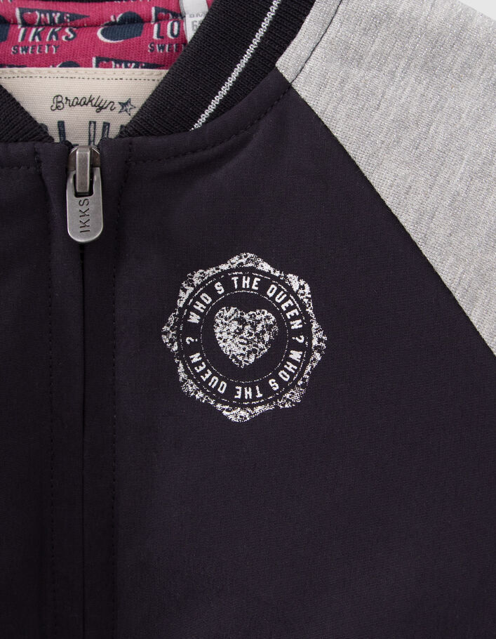 Teddy marine à manches gris lurex bébé fille