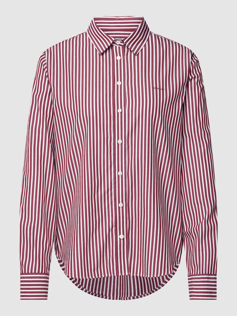 Bluse mit Streifenmuster Modell 'REG POPELINE' in bordeaux rot