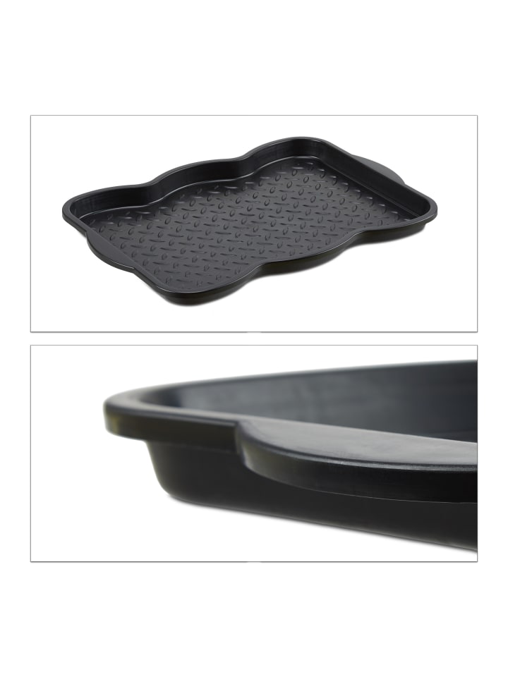 relaxdays Schuhabtropfschale in Schwarz - (B)50x (H)3 x (T)38 cm günstig kaufen onesize