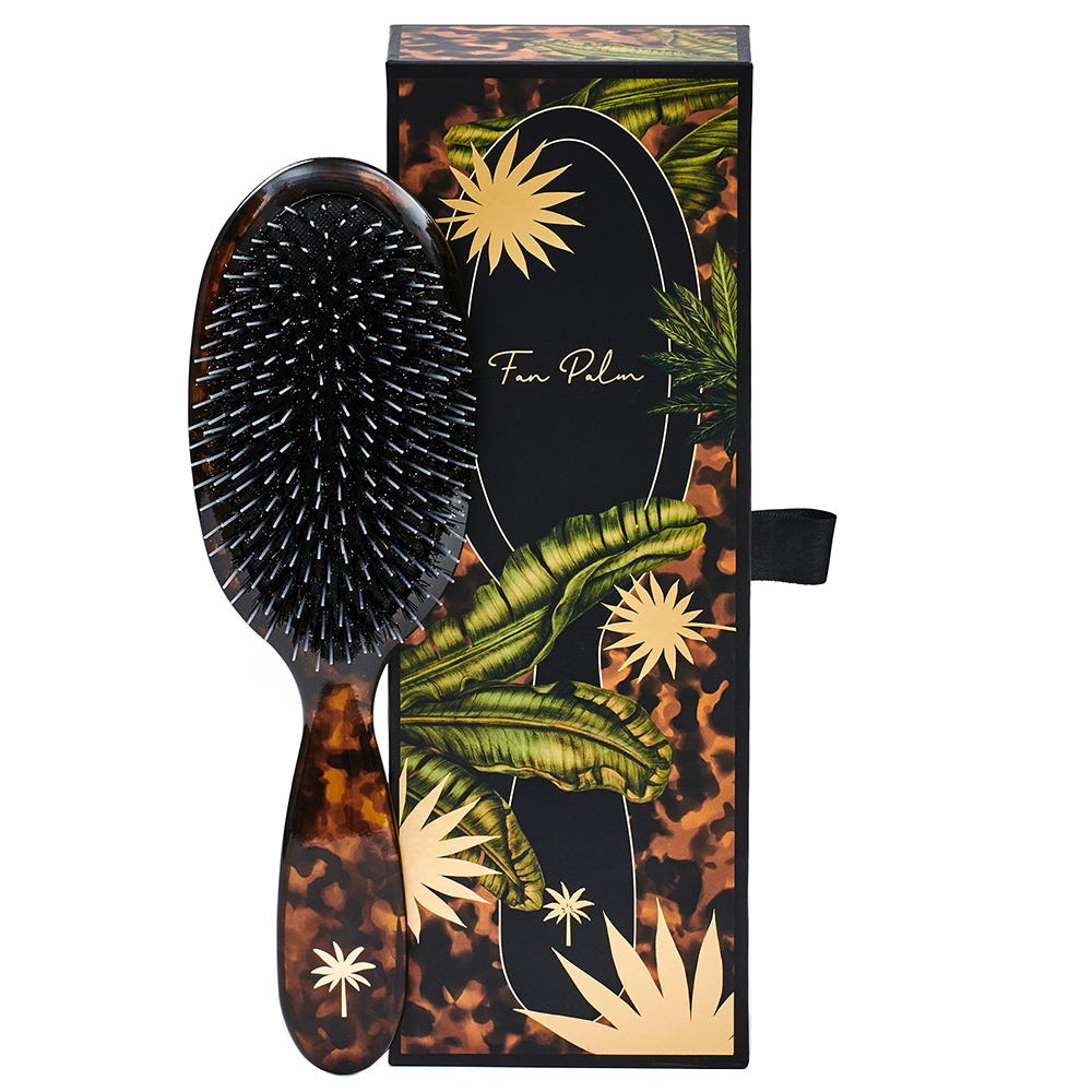 Fan Palm Boar- & Nylon Brush Tortoise Shell - Medium