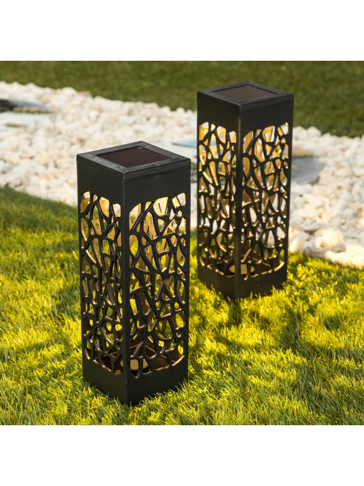 MARELIDA 2x LED Solar Wegleuchte Schattenleuchte  Lichtsensor H: 28cm in schwarz günstig kaufen onesize