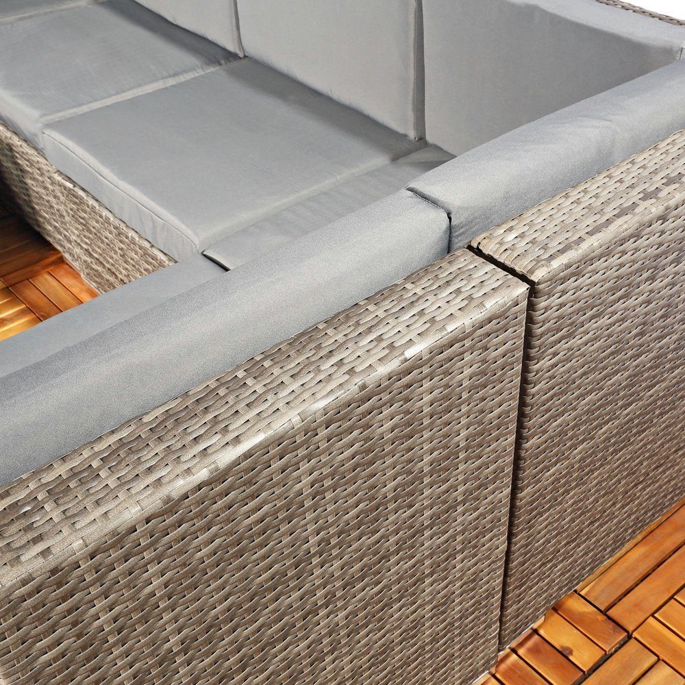 Melko Gartenlounge-Set Sitzgruppe Gartenlounge Sitzgarnitur Set aus Polyrattan in Schwarz, Grau oder Braun XXL Lounge Gartenmöbel, (Set, 8-tlg), Kissen inkl. Reißverschluss, daher abnehm- und waschbar