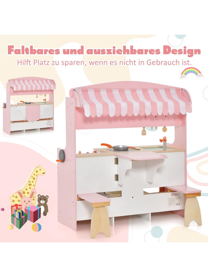 COSTWAY 2 in 1 Spielküche in Rosa günstig kaufen 91 cm