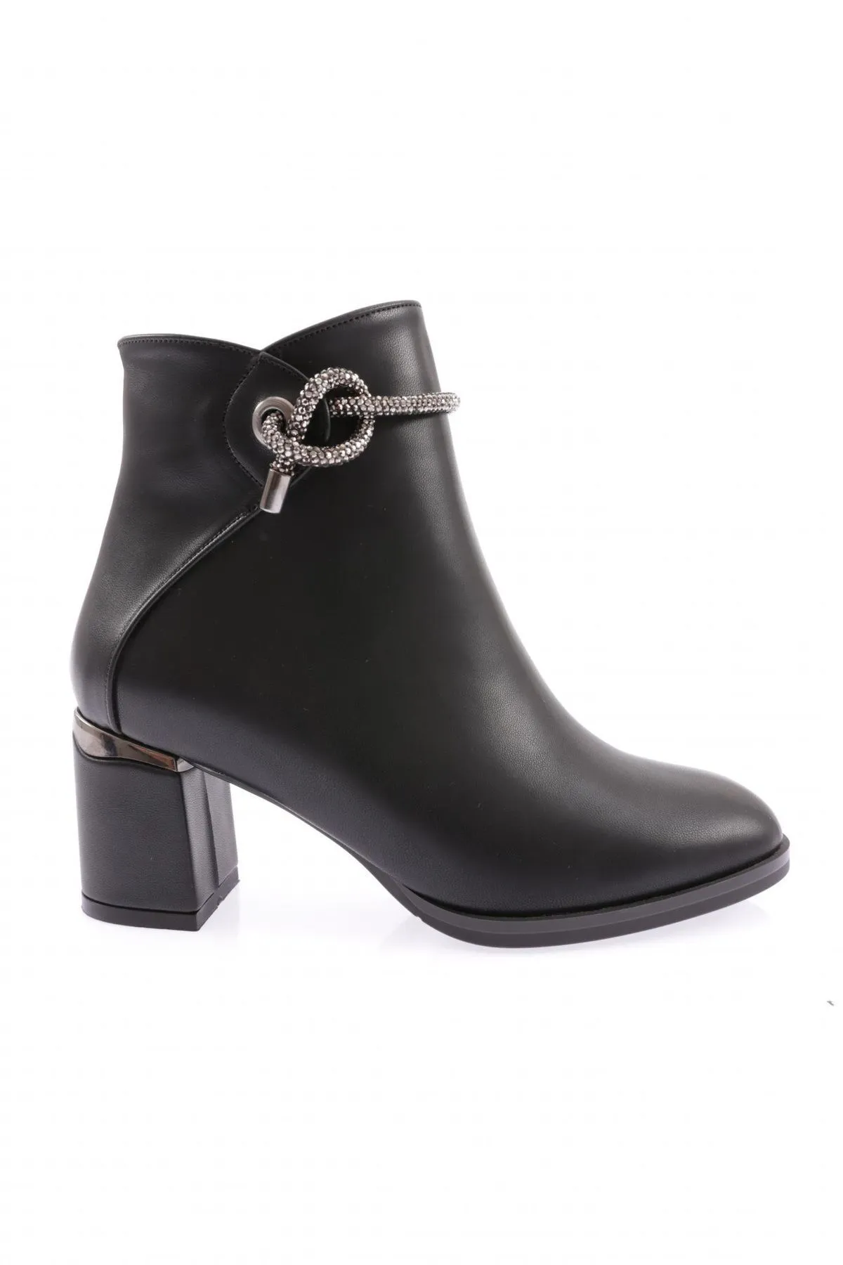 DGN  Schwarze Damenstiefel mit Absatz, Modell 407, Siler Stone, seitlicher Reißverschluss