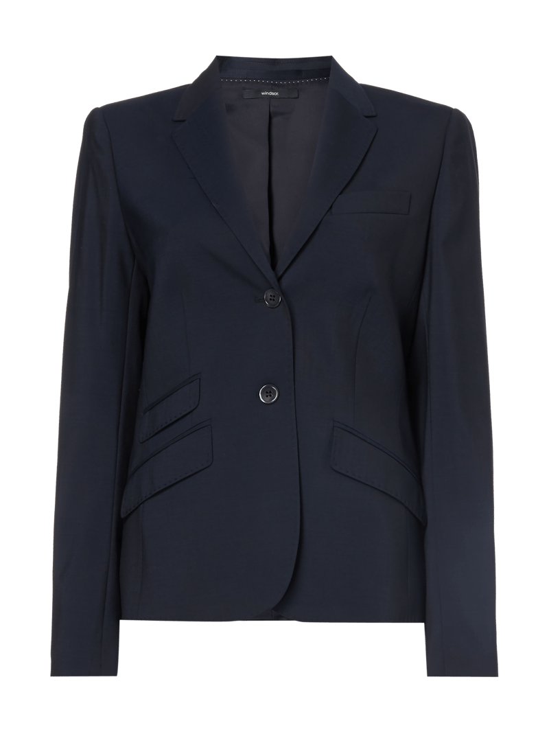 Blazer aus Schurwoll-Elasthan-Mix in marineblau