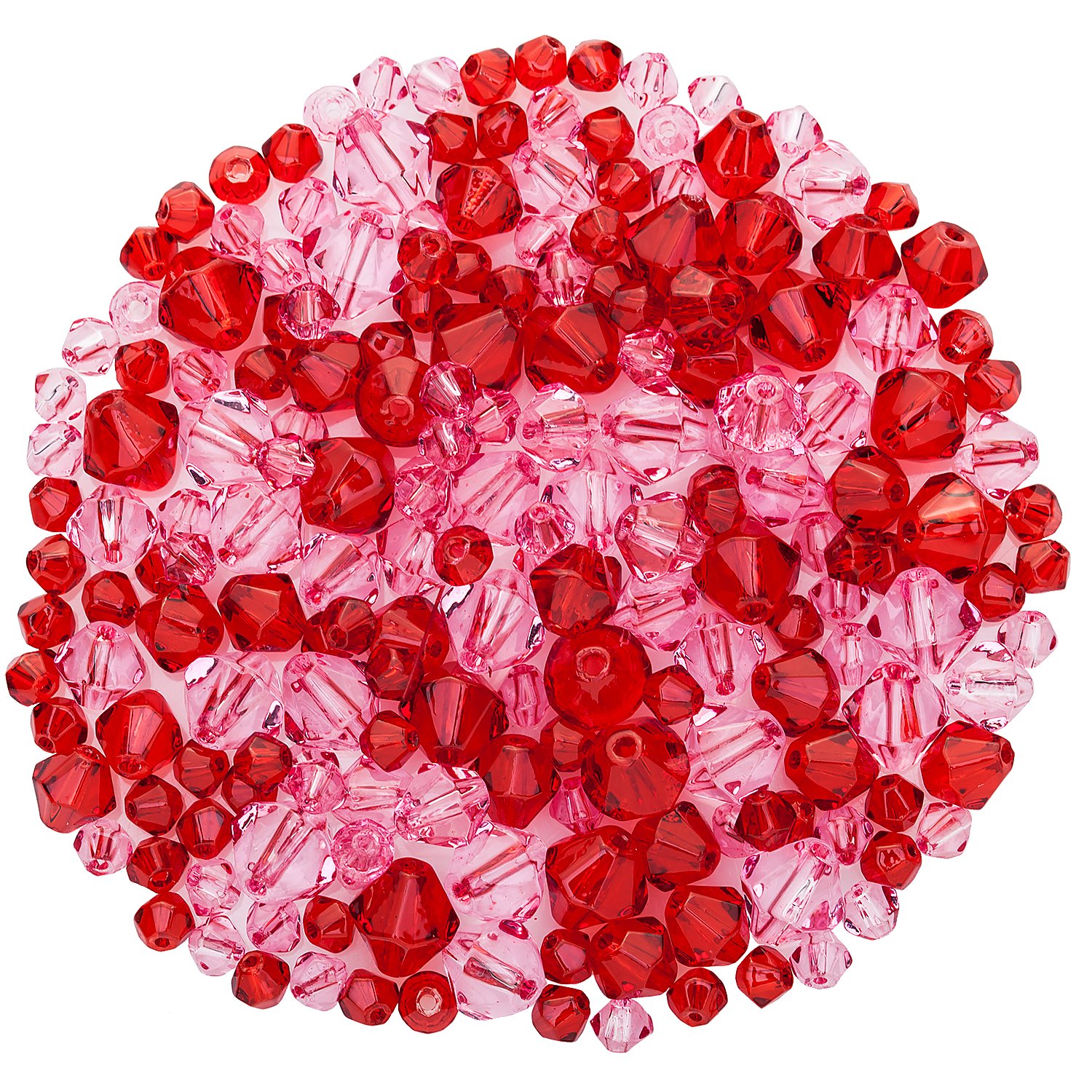 Facettierte Glasperlen, Rottöne, 4–8 mm Ø, 50 g