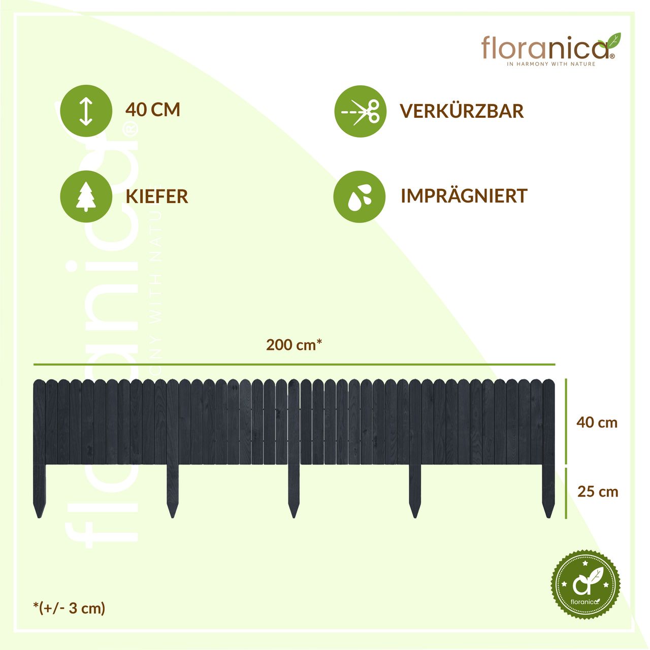 Pemicont Rollborder Flexibler Holzzaun Rolborder Beeteinfassung Rasenkante Gartenzaun