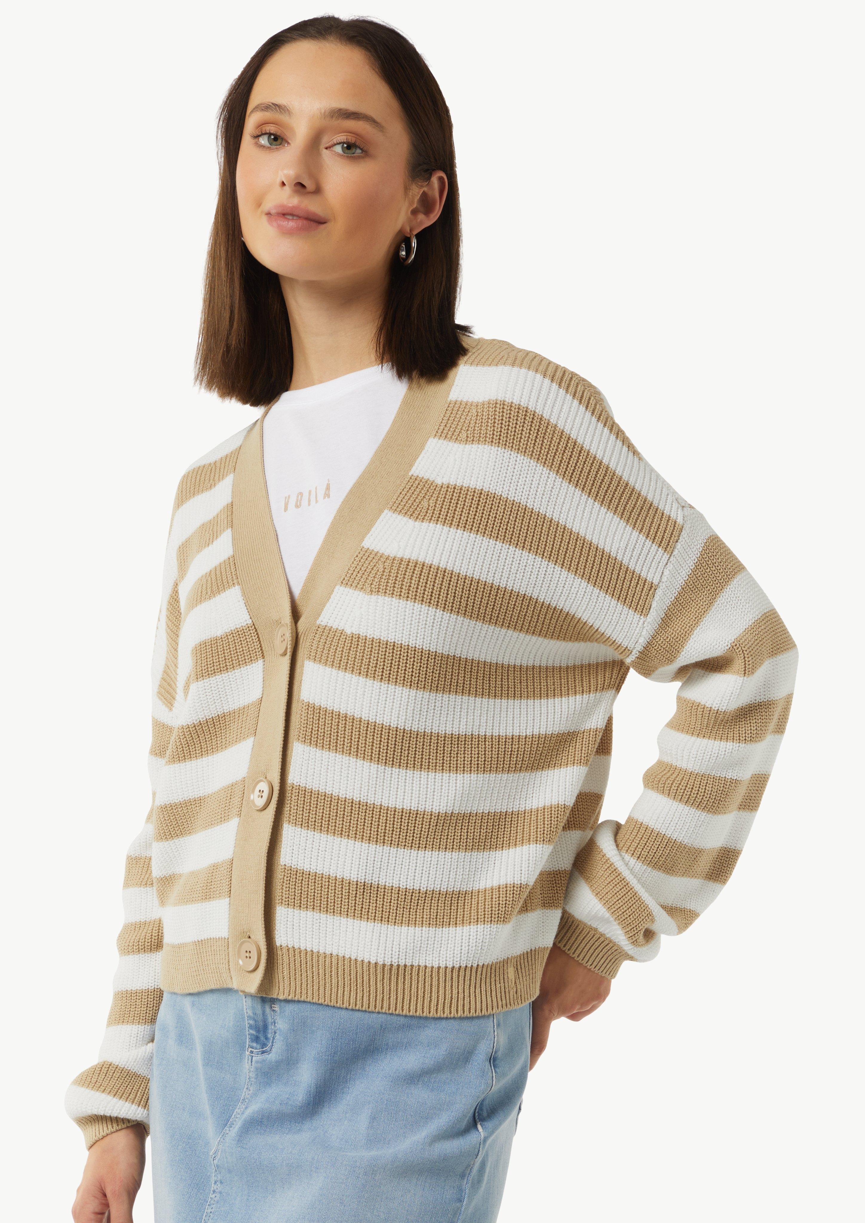 Lässige Strickjacke mit voluminösen Ärmeln - sandstein
