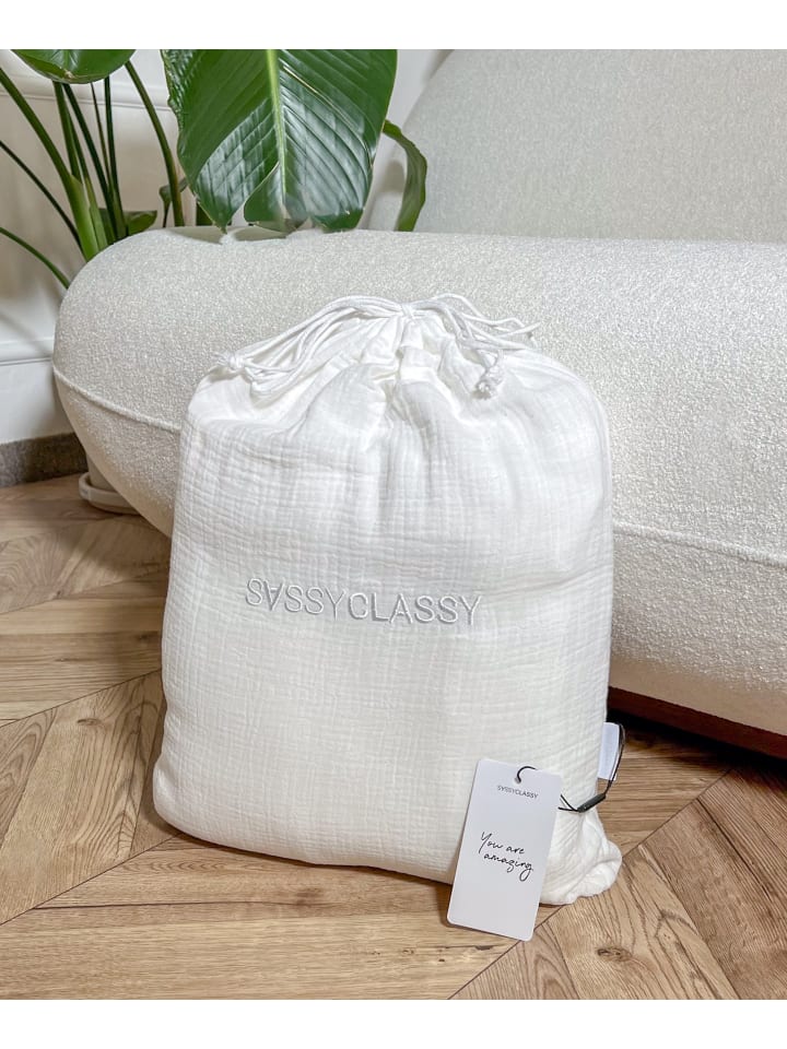 SASSYCLASSY Musselin Bettwäsche in Weiß günstig kaufen 135x200 cm (80x80 cm)