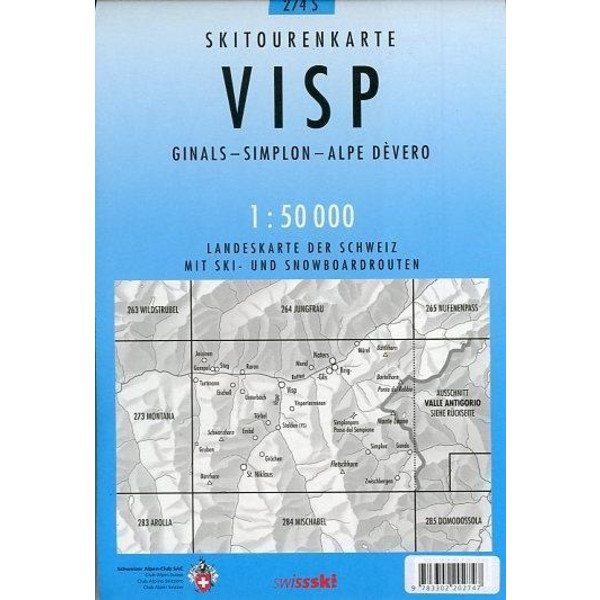 Swisstopo 1 : 50 000 Visp Skiroutenkarte - Wanderkarte
