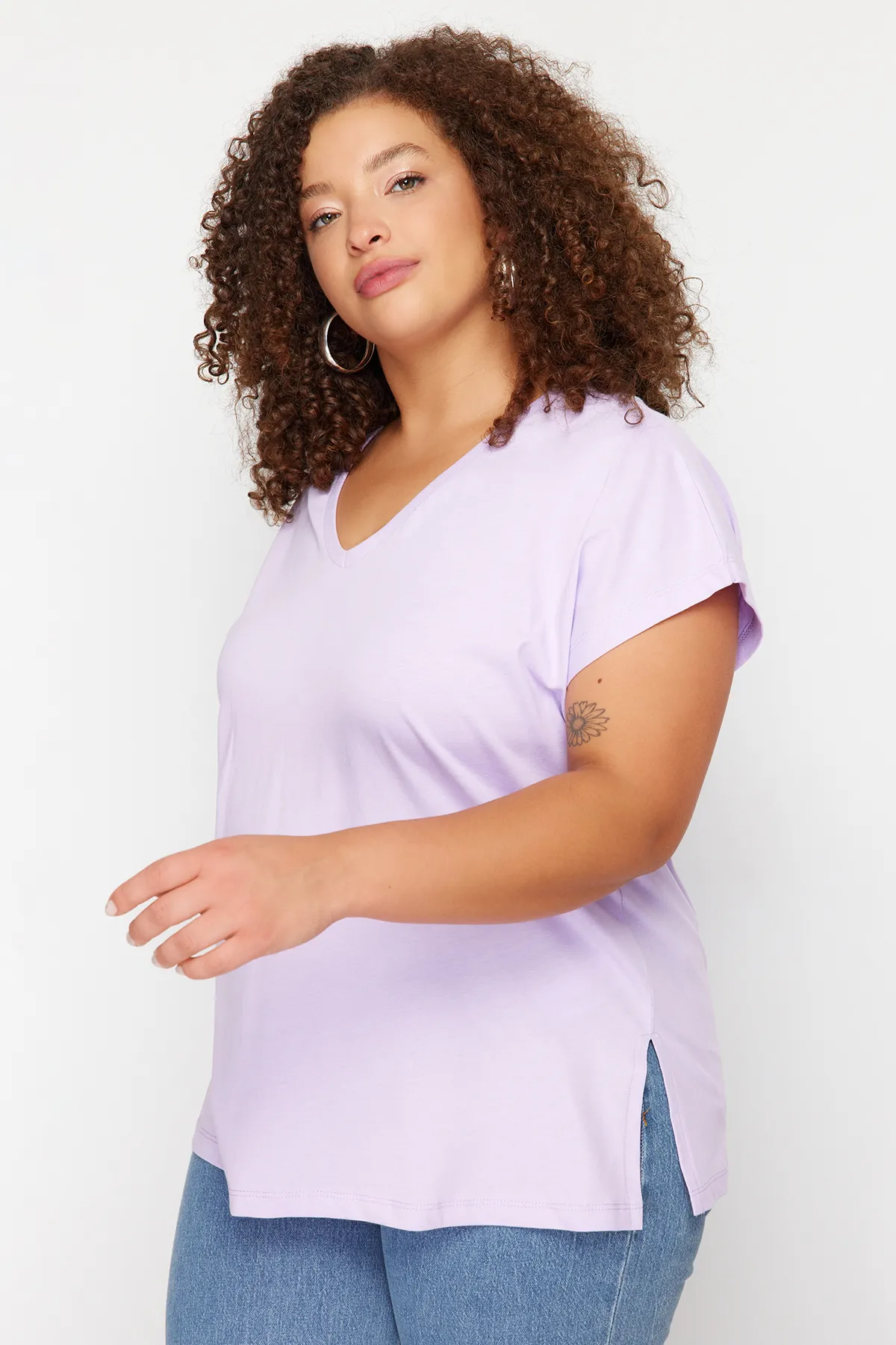 Trendyol Curve  Große Größen in T-Shirt - Lila - Boyfriend