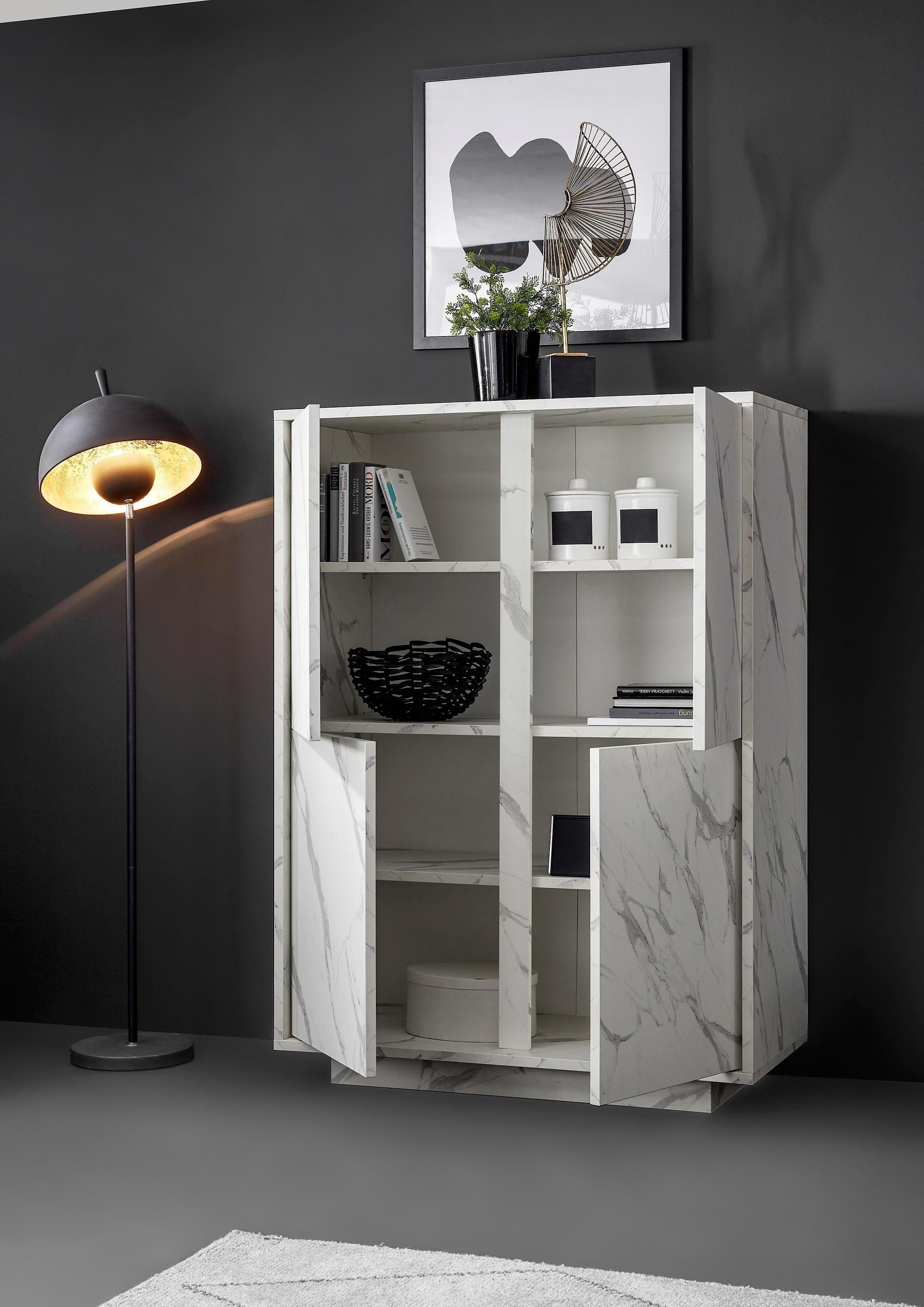 LC Highboard Carrara, grifflos