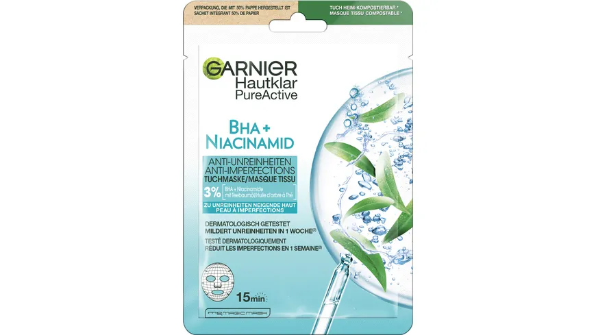 Garnier Skin Aktive Hautklar Tuchmaske Teebaumöl