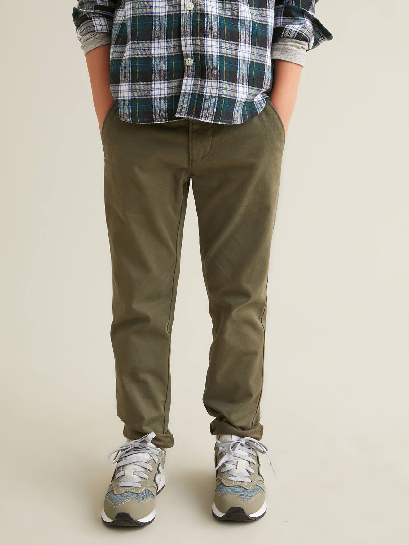 Pantalon chino garçon CYRILLUS kaki