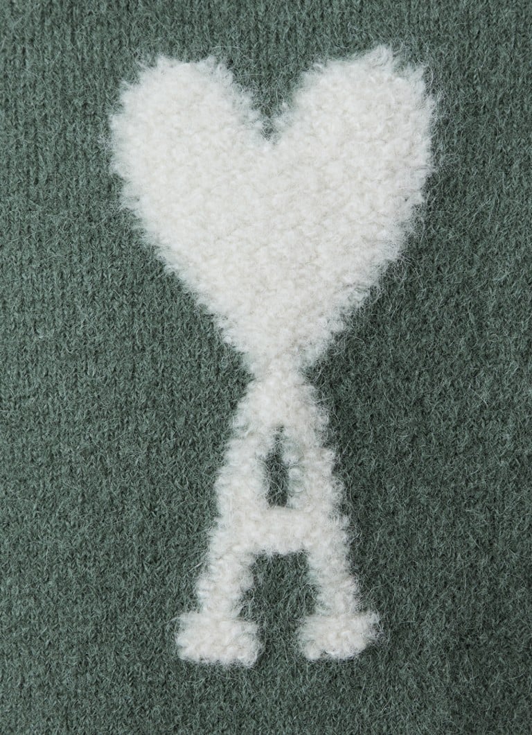 AMI Paris Coarse knit sweater in alpaca wool blend with embroidered logo