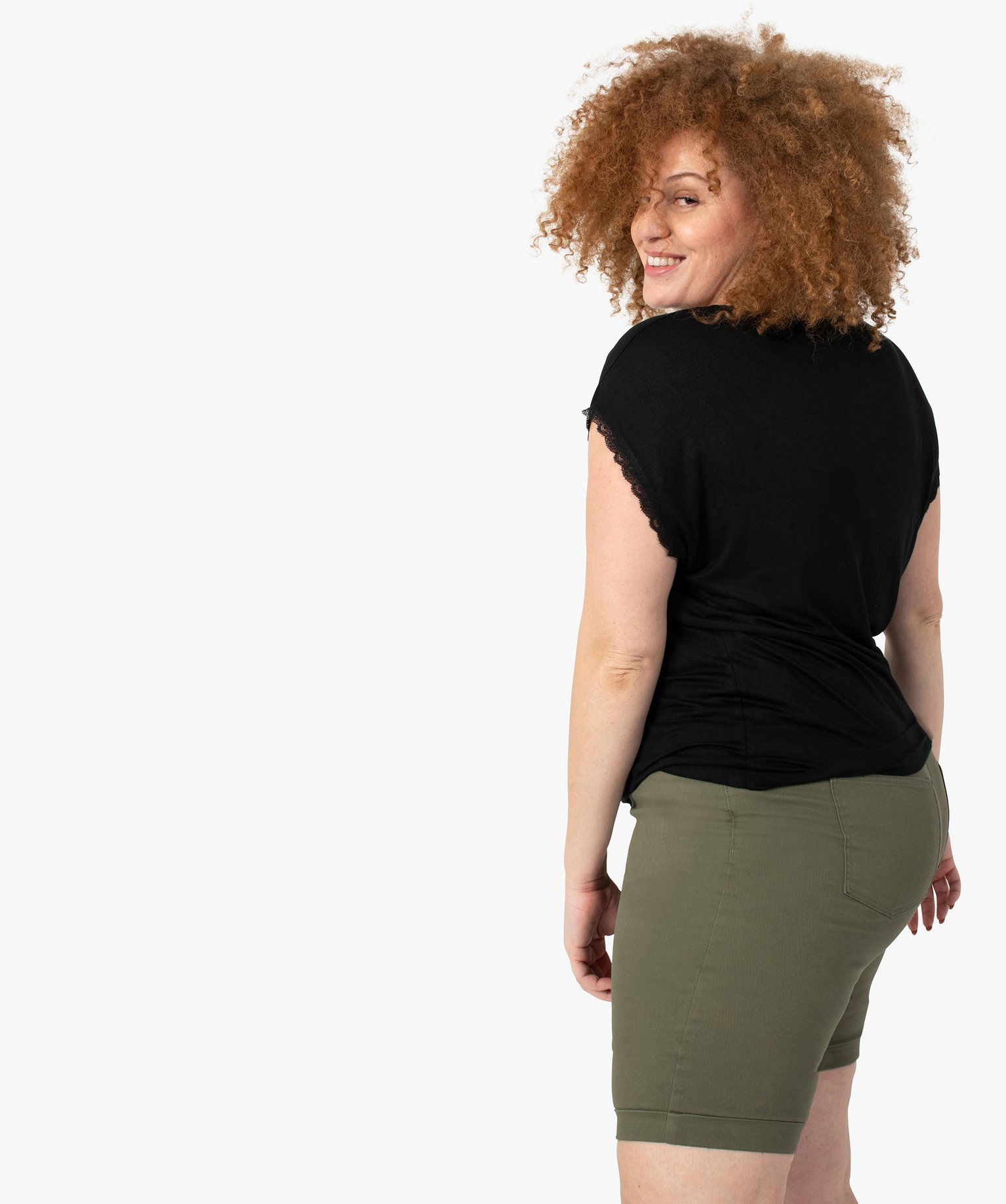 Bermuda femme grande taille en toile extensible coupe ajustée | GEMO