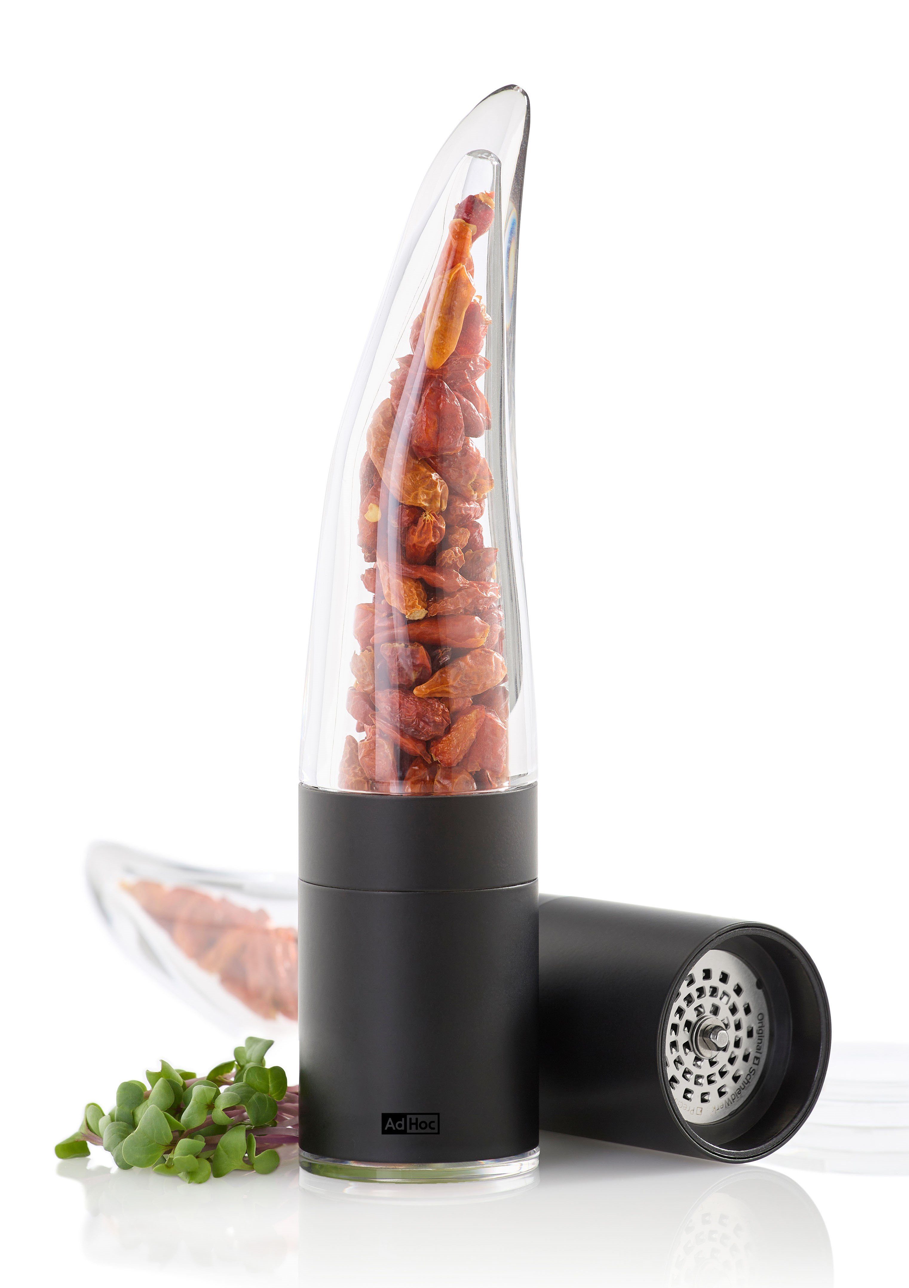 AdHoc Chilimühle exklusives Geschenkset Chilischneider Pepe, mit original SchneidWerk und Zugabe von edlen Chilischoten