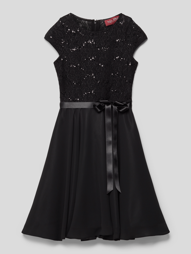 Kleid mit Spitzenbesatz in schwarz