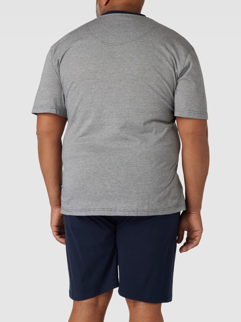 PLUS SIZE Pyjama mit Streifenmuster Modell 'SEOUL' in marineblau