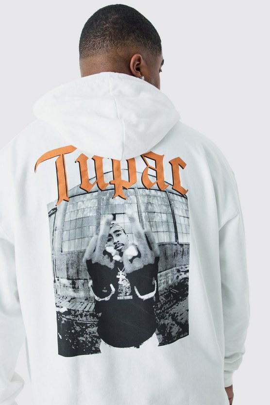 Plus Hoodie mit lizenziertem Tupac Print