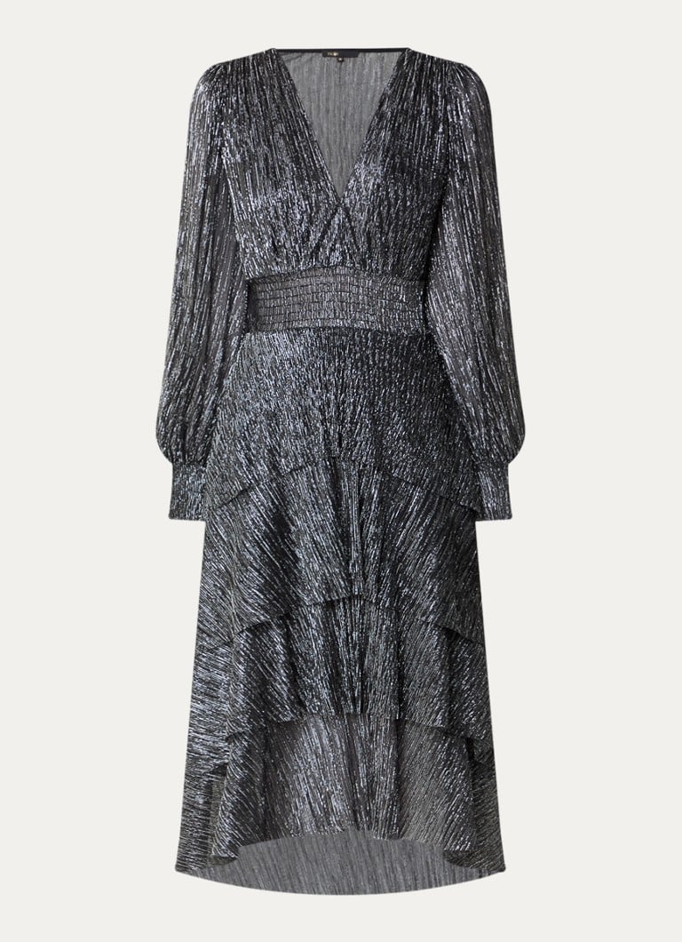 Vestido midi Maje com lurex e smocking