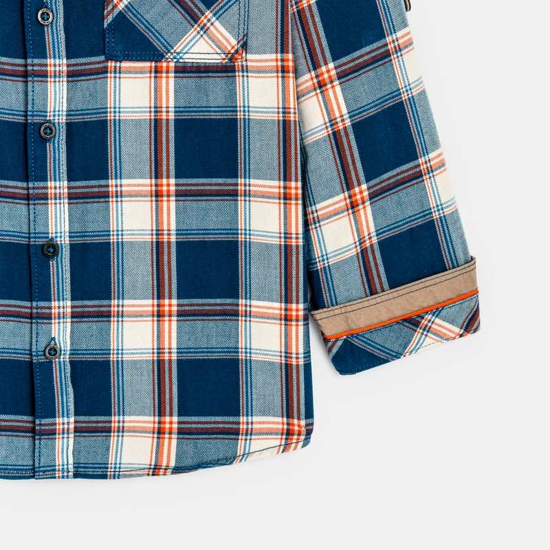 Chemise à carreaux manches longues bleue garçon