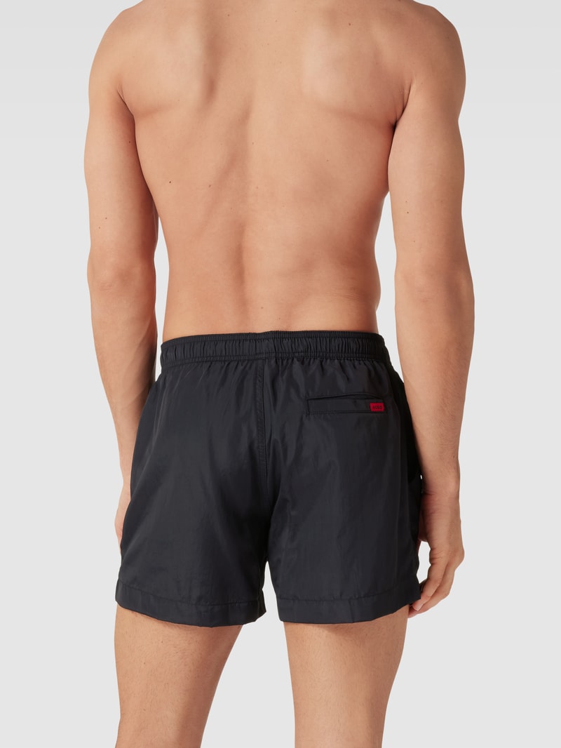 Badehose mit Label-Patch Modell 'DOMINICA' in schwarz