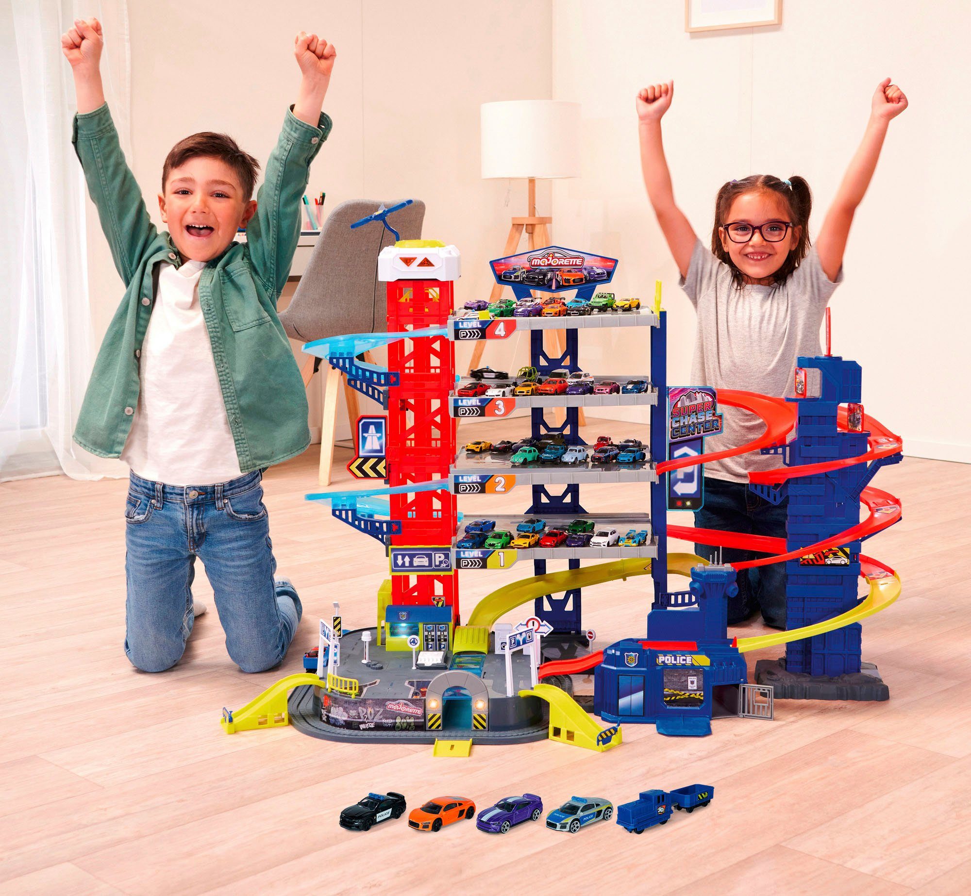 majORETTE Spiel-Parkgarage Super Chase Center, mit Licht & Sound