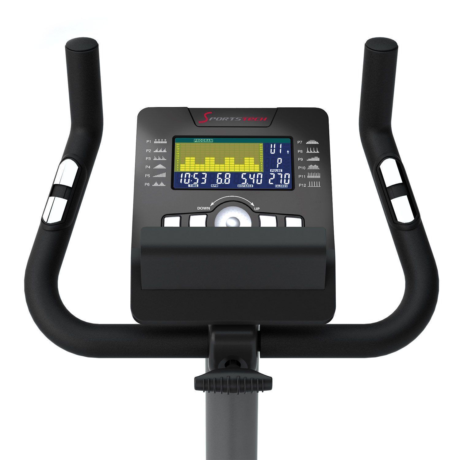 Sportstech Ergometer ESX500, Steuerung und Live & On Demand Kurse+ 5,5 Zoll Display