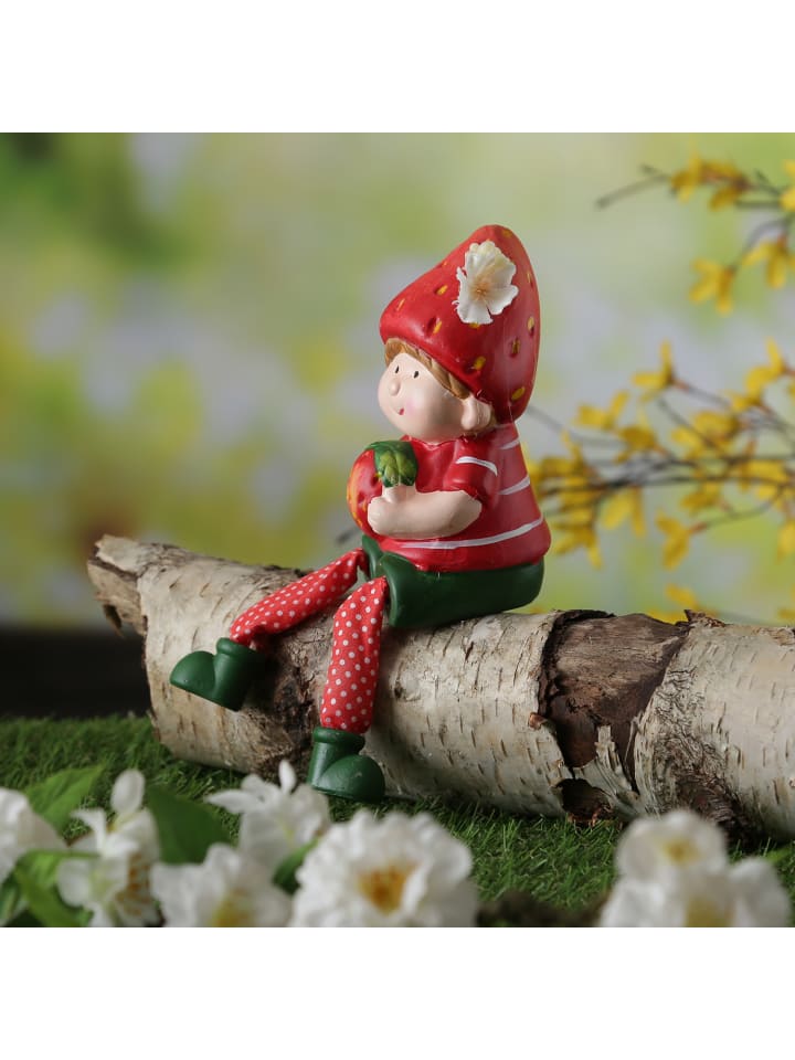MARELIDA Kantenhocker Erdbeermädchen Lotte Gartenfigur H: 19cm in rot günstig kaufen onesize