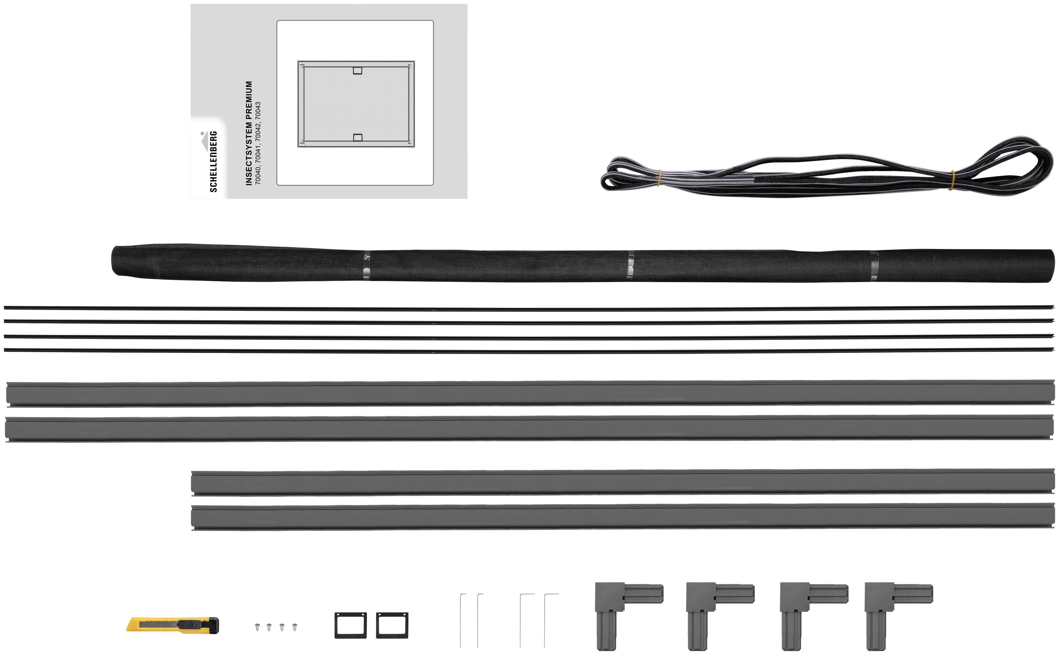 SCHELLENBERG Insektenschutz-Fensterrahmen Fliegengitter Fenster Premium, mit Rahmen aus Aluminium, 140 x 150 cm, anthrazit, 70043