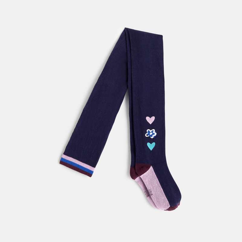 Collants fille chauds imprimé cœurs bleus Catimini