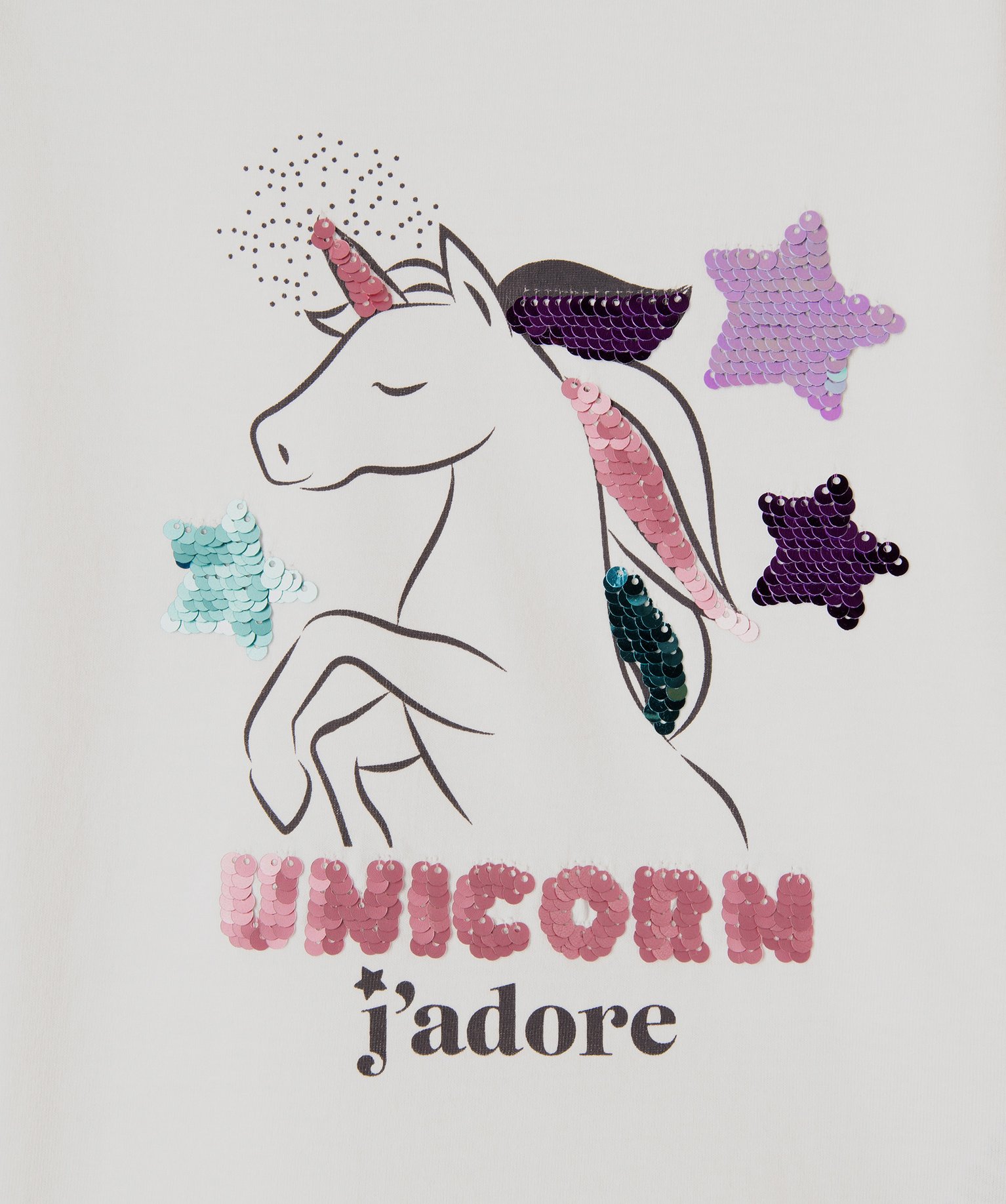 Tee-shirt à manches longues avec sequins réversibles fille ecru | GEMO