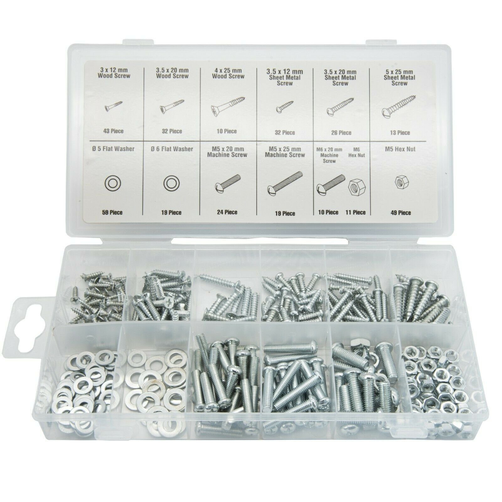 BENSON Schrauben-Set Maschinenschrauben Schrauben Holz Blech Muttern, (347 St), Unterlegscheiben, Set, 347 tlg.