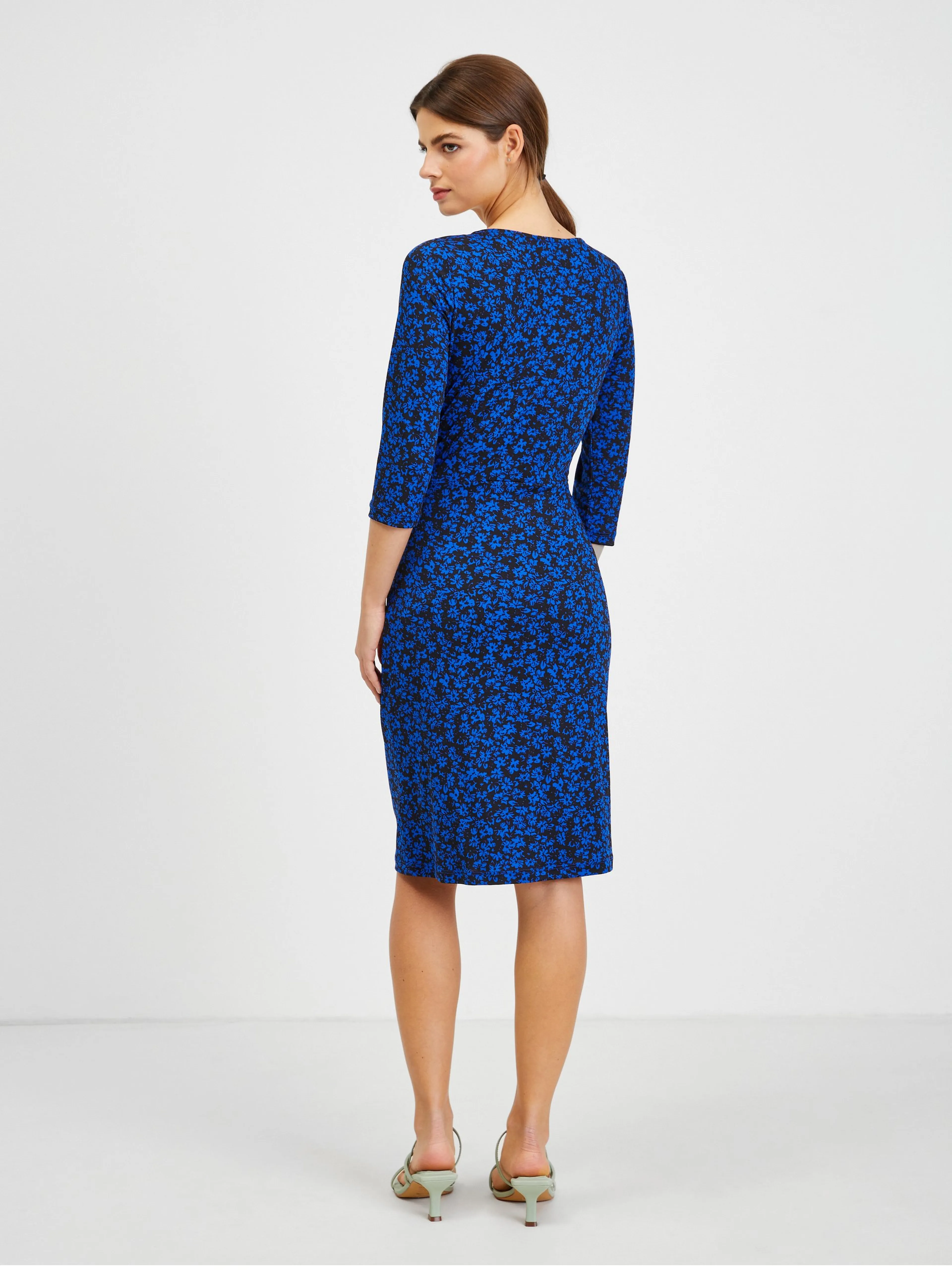 Schwarz-blaues Damen-Blumenkleid ORSAY