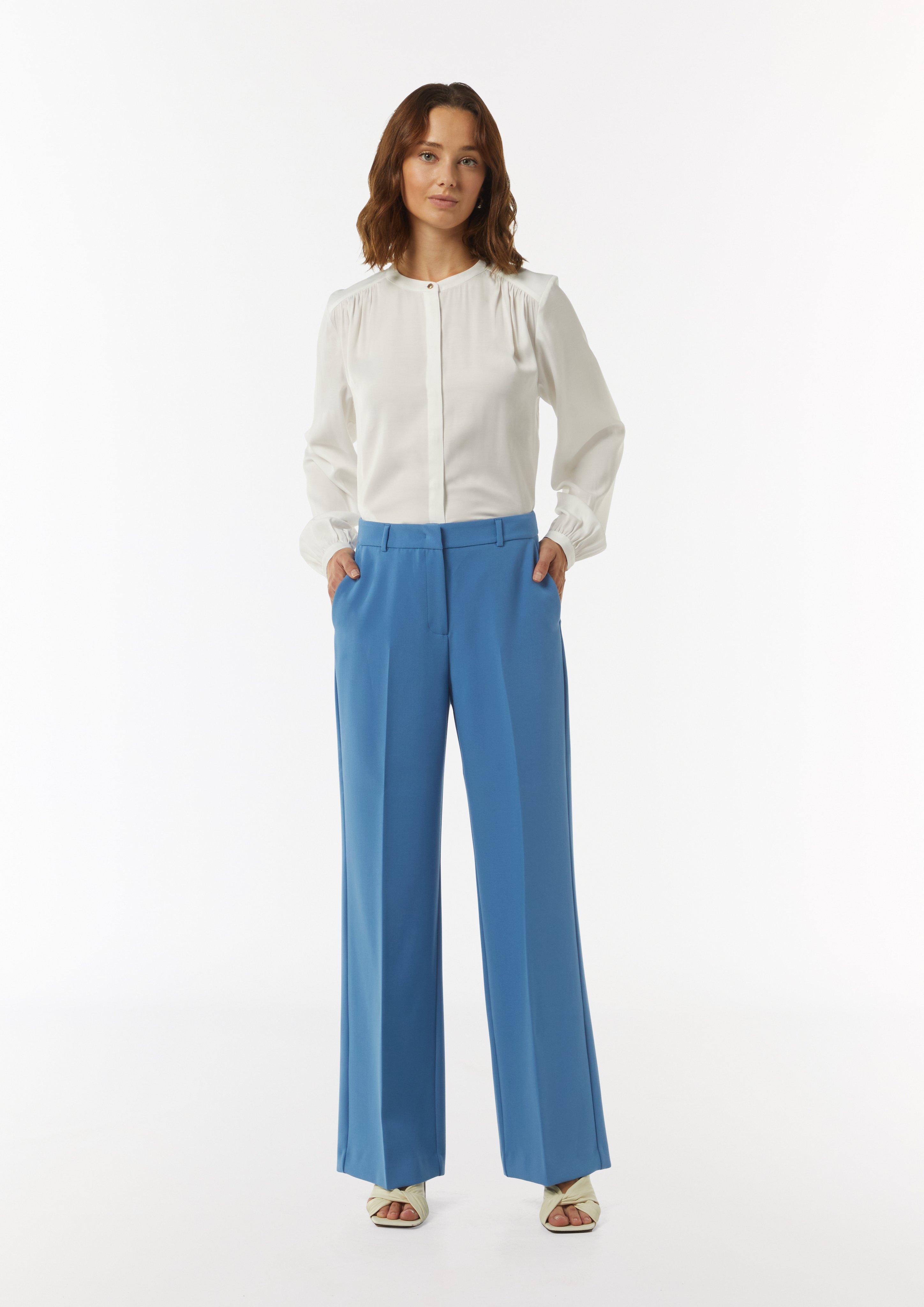 Marlenehose mit Bundfalten - blau