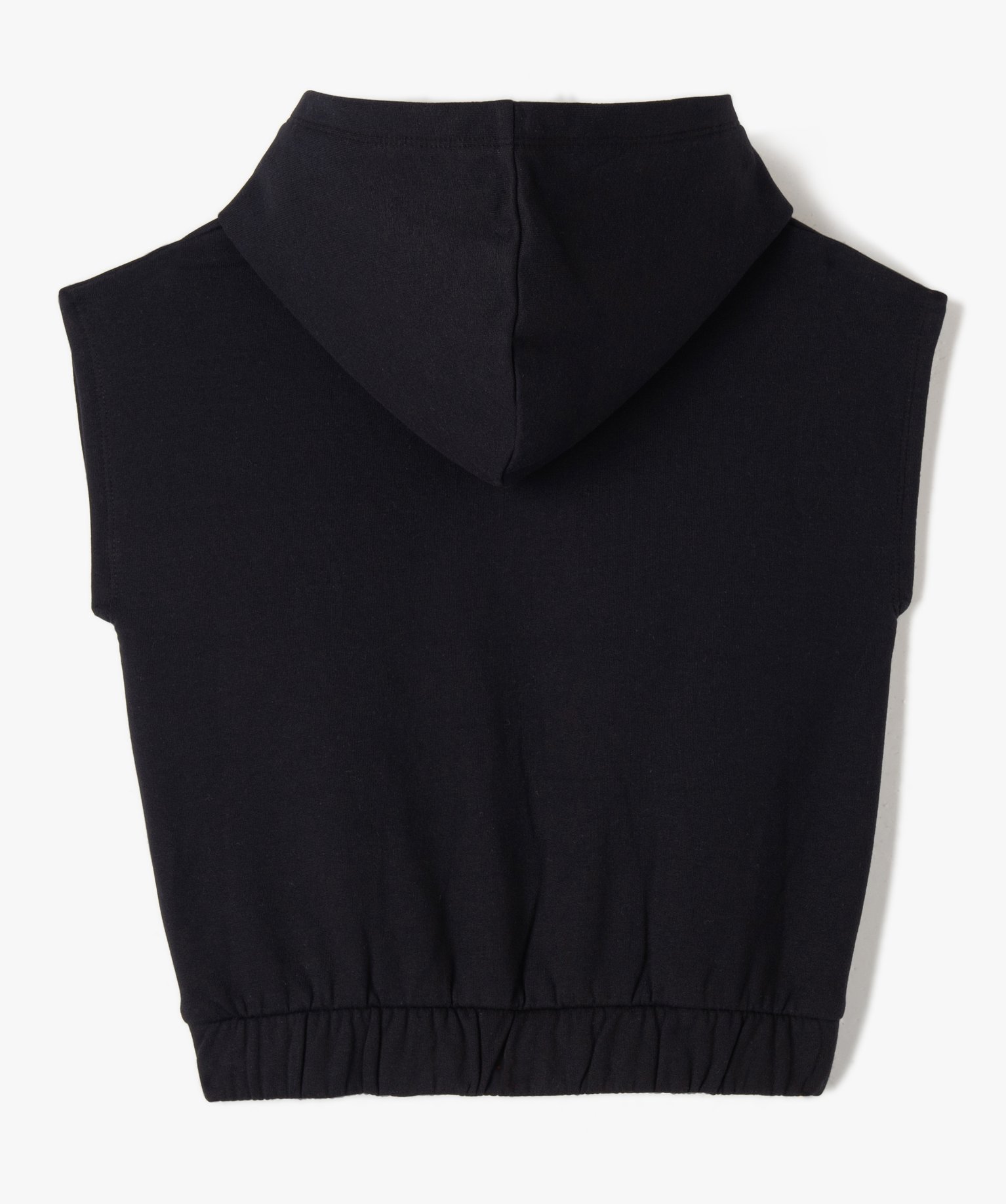 Sweat fille à capuche sans manches noir | GEMO