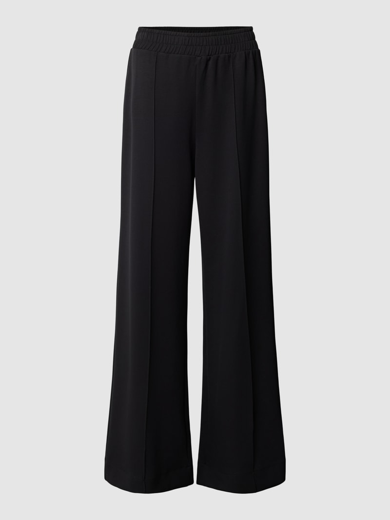 Stoffhose mit elastischem Bund in schwarz
