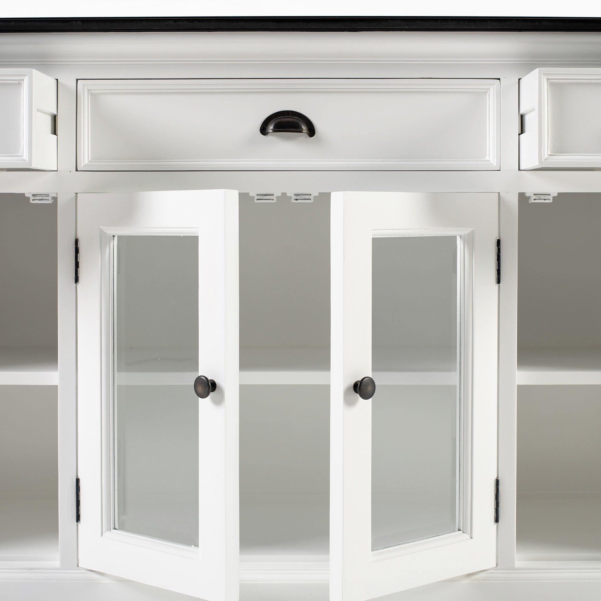 Novasolo Buffet Halifax Contrast Buffetschrank mit 4 Türen, 3 Schubladen und Glaseinsatz
