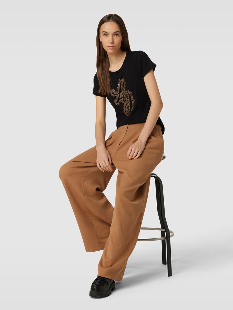 T-Shirt mit Ziersteinbesatz in black