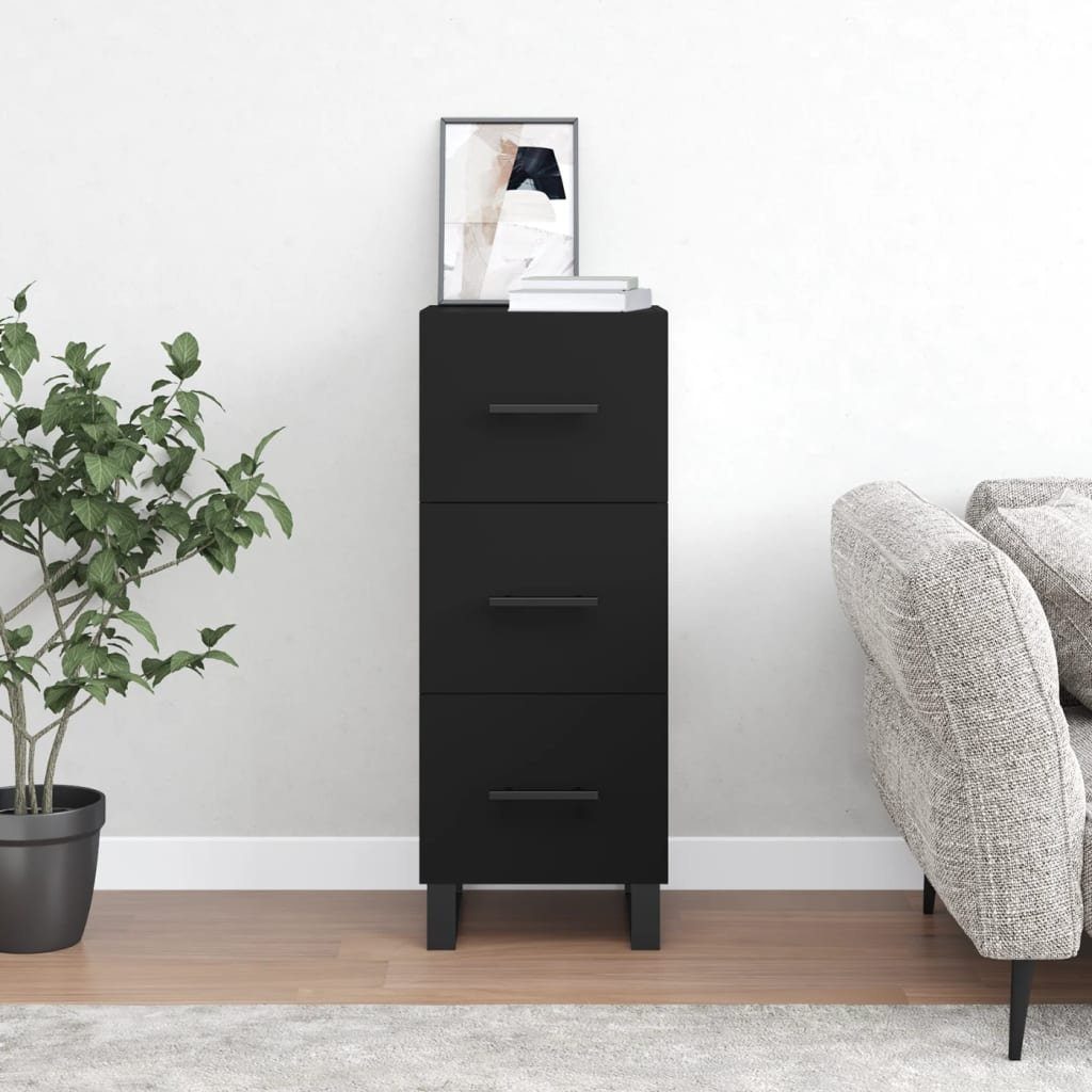 vidaXL Sideboard Sideboard Schwarz 34,5x34x90 cm Holzwerkstoff (1 St)