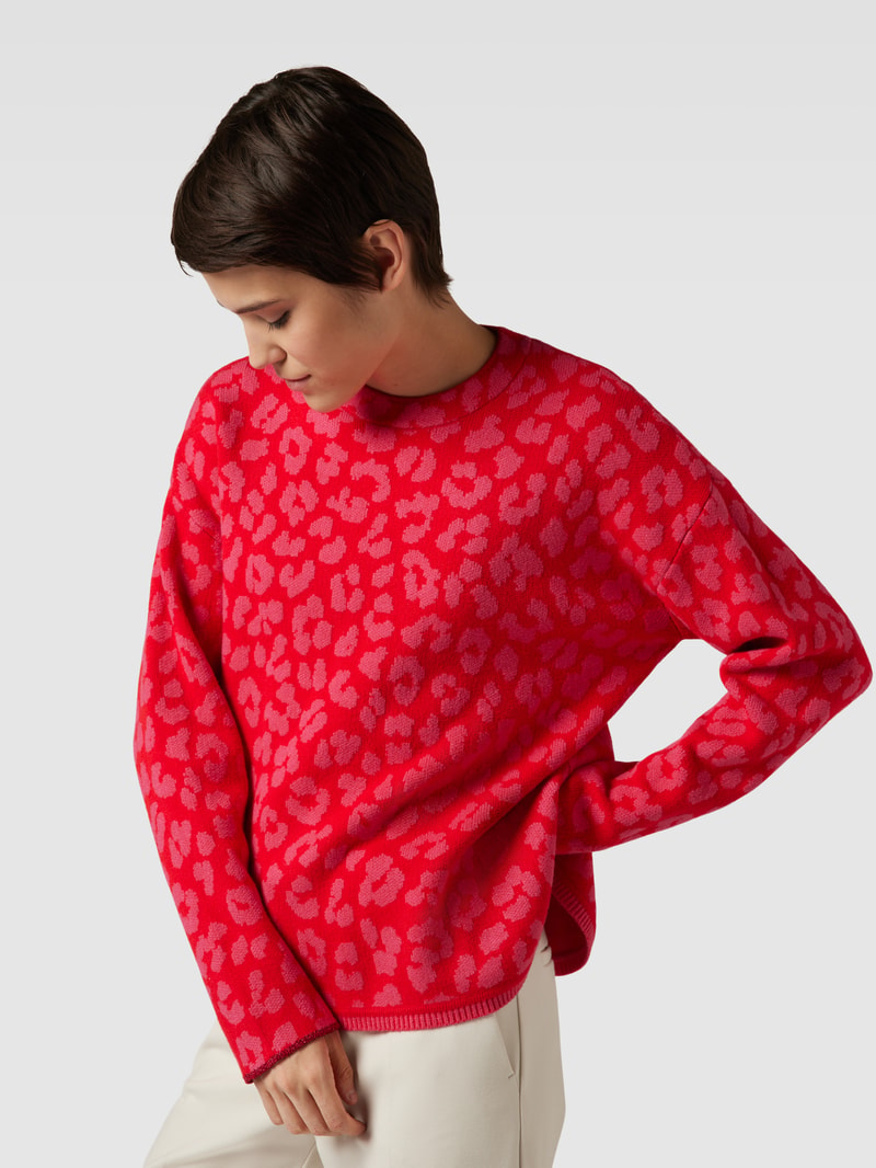 Strickpullover mit Rundhalsausschnitt aus Viskose-Mix in rot